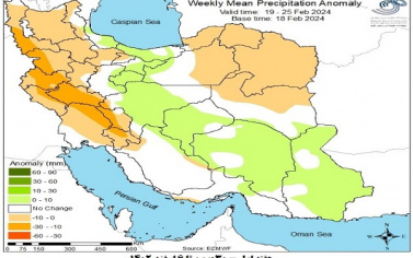 تحلیل پیش بینی هفتگی بارش کشور بر مبنای نقشه های احتمالاتی از ۳۰ بهمن ماه تا ۱۲ فروردین ماه سال ۱۴۰۳