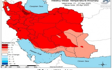 تحلیل پیش بینی هفتگی دمای هوای کشور بر مبنای نقشه های احتمالاتی از ۱ اردیبهشت ماه تا ۱۱ خرداد ماه سال ۱۴۰۴