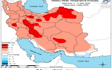 تحلیل پیش بینی هفتگی دمای هوای کشور بر مبنای نقشه های احتمالاتی از ۱۵ اردیبهشت ماه تا ۲۵ خرداد ماه سال ۱۴۰۴