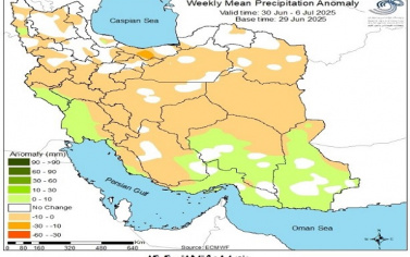 تحلیل پیش بینی هفتگی بارش کشور بر مبنای نقشه های احتمالاتی از ۹ تیر ماه تا ۱۹ مرداد ماه سال ۱۴۰۴
