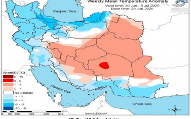 تحلیل پیش بینی هفتگی دمای هوای کشور بر مبنای نقشه های احتمالاتی از ۹ تیر ماه تا ۱۹ مرداد ماه سال ۱۴۰۴