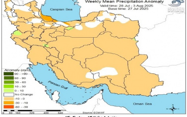 تحلیل پیش بینی هفتگی بارش کشور بر مبنای نقشه های احتمالاتی از ۶ مرداد ماه تا ۱۶ شهریور ماه سال ۱۴۰۴