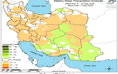تحلیل پیش بینی هفتگی بارش کشور بر مبنای نقشه های احتمالاتی از ۱۷ شهریور ماه تا ۲۷ مهر ماه سال ۱۴۰۴