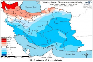 تحلیل پیش بینی هفتگی دمای هوای کشور بر مبنای نقشه های احتمالاتی از ۱۰ اردیبهشت ماه تا ۲۰ خرداد ماه سال ۱۴۰۳