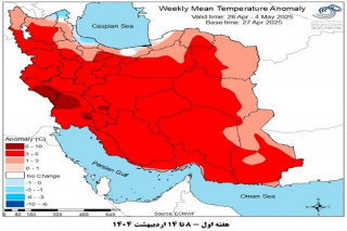 تحلیل پیش بینی هفتگی دمای هوای کشور بر مبنای نقشه های احتمالاتی از ۸ اردیبهشت ماه تا ۱۸ خرداد ماه سال ۱۴۰۴