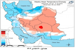 تحلیل پیش بینی هفتگی دمای هوای کشور بر مبنای نقشه های احتمالاتی از ۹ تیر ماه تا ۱۹ مرداد ماه سال ۱۴۰۴