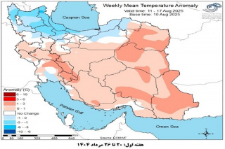 تحلیل پیش بینی هفتگی دمای هوای کشور بر مبنای نقشه های احتمالاتی از ۲۰ مرداد ماه تا ۳۰ شهریور ماه سال ۱۴۰۴