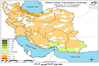 تحلیل پیش بینی هفتگی بارش کشور بر مبنای نقشه های احتمالاتی از ۳ شهریور ماه تا ۱۳ مهر ماه سال ۱۴۰۴