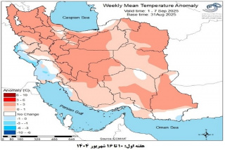 تحلیل پیش بینی هفتگی دمای هوای کشور بر مبنای نقشه های احتمالاتی از ۱۰ شهریور ماه تا ۲۰ مهر ماه سال ۱۴۰۴